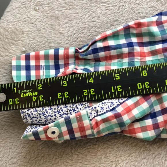 Bugatchi Mens Dress Shirt Medium Shaped Fit Long Sleeve Checkered Button Up Clas - Picture 5 of 14